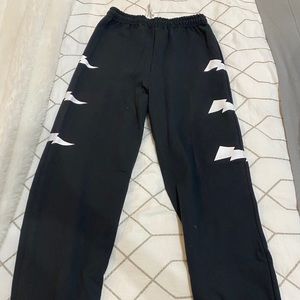 black lightning bolt sweatpants